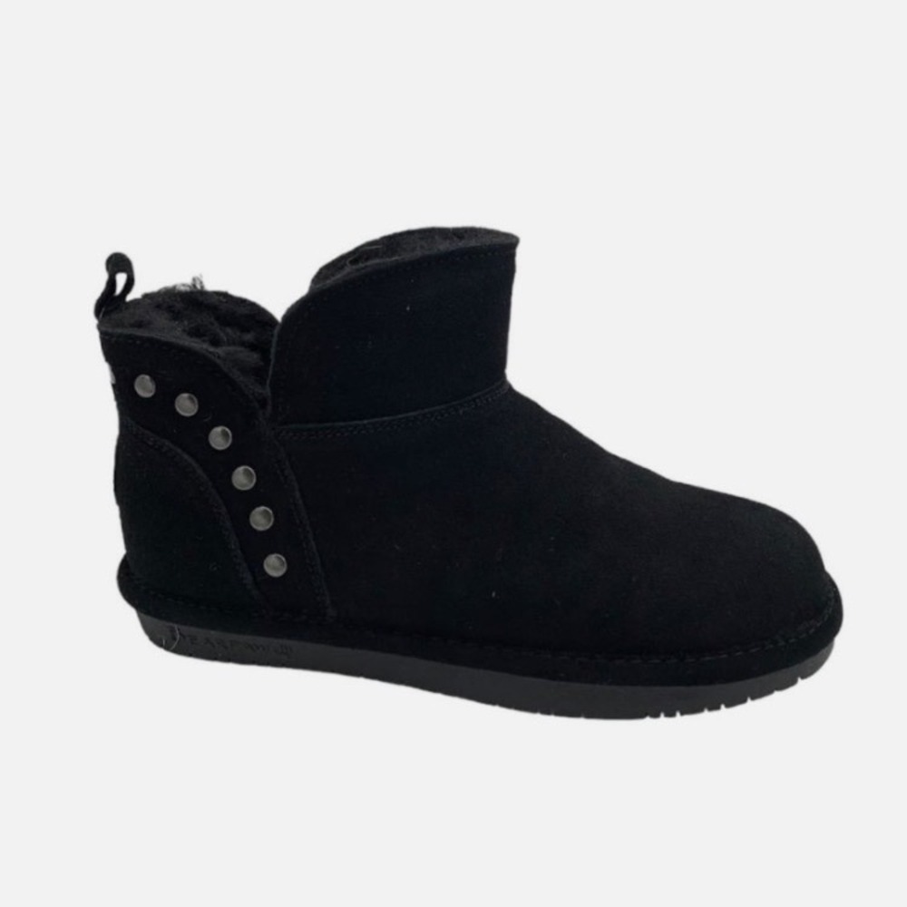Bearpaw Annabelle Black Suede Studded Water Repellent Ankle Boots Women 6 NEW
